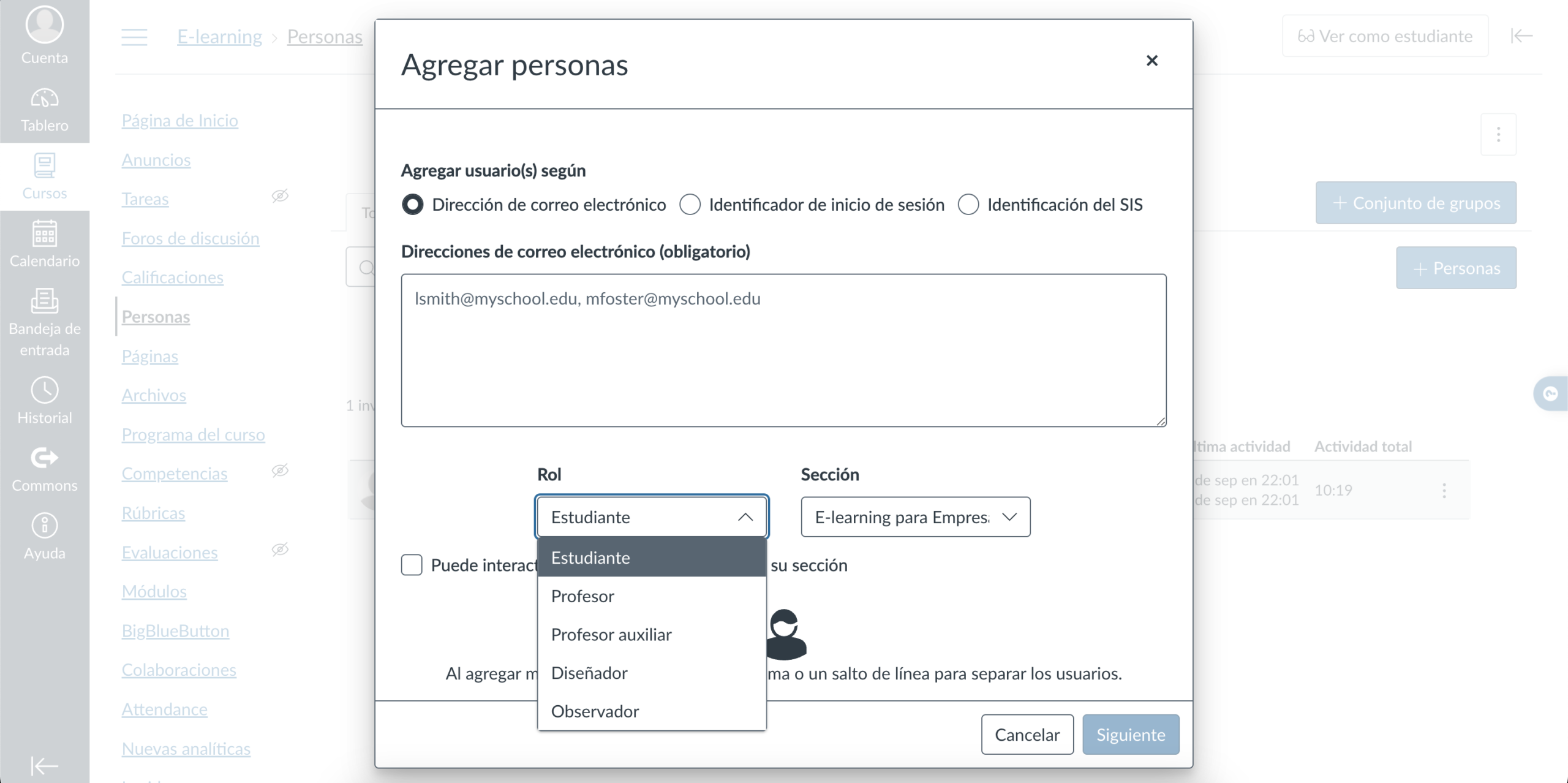 cuales son los tipos de usuarios que se pueden crear en canvas lms